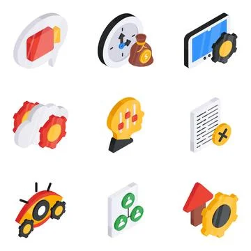 Set of Project Development Flat Icons Stock Illustration