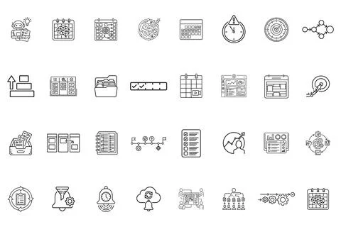 Set of project management and workflow icons Stock Illustration