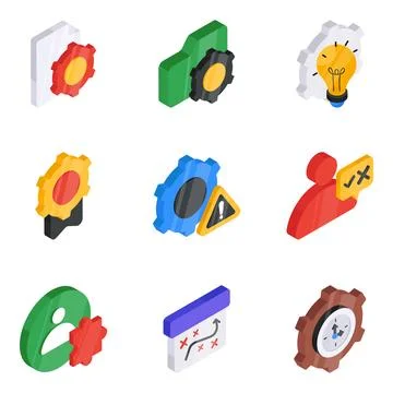 Set of Project Management Flat Icons 스톡 일러스트