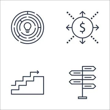Set Of Project Management Icons On Creativity, Cash Flow, Decision Making And Stock Illustration