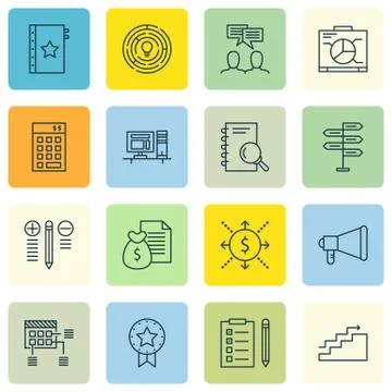 Set Of Project Management Icons On Creativity, Planning, Charts And More. Pre Stock Illustration