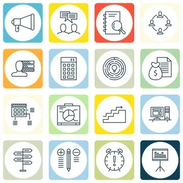 Set Of Project Management Icons On Deadline, Personality, Charts And More. Pr Stock Illustration