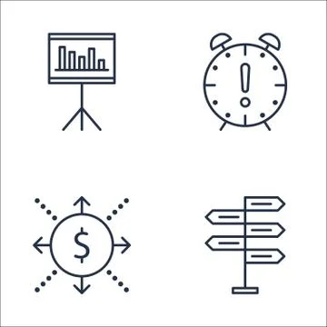 Set Of Project Management Icons On Decision Making, Cash Flow, Statistics And Stock Illustration