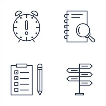 Set Of Project Management Icons On Decision Making, Research, Deadline And Mo Illustrazione stock