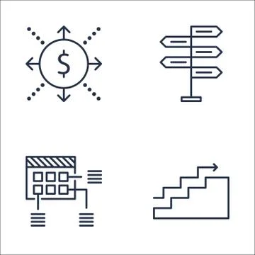 Set Of Project Management Icons On Decision Making, Planning, Cash Flow And M Stock Illustration