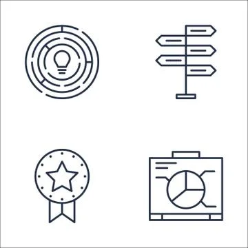 Set Of Project Management Icons On Decision Making, Creativity, Graph And Mor Stock Illustration