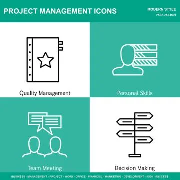 Set Of Project Management Icons On Decision Making, Personality And Idea Brai Stock Illustration