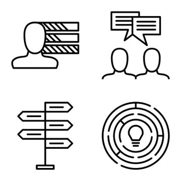 Set Of Project Management Icons On Decision Making, Personality And Idea Brai Stock Illustration