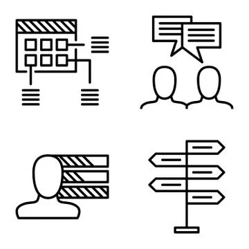 Set Of Project Management Icons On Decision Making, Personality And Idea Brai Stock Illustration