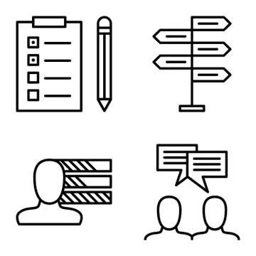 Set Of Project Management Icons On Decision Making, Personality And Idea Brai Stock Illustration