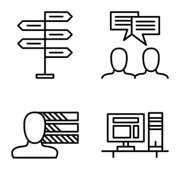 Set Of Project Management Icons On Decision Making, Personality And Idea Brai Stock Illustration
