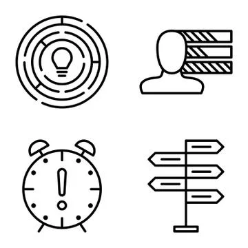 Set Of Project Management Icons On Decision Making, Personality And Creativit Stock Illustration