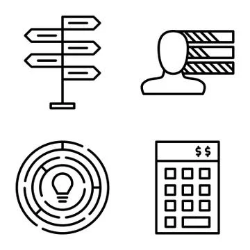 Set Of Project Management Icons On Decision Making, Personality And Creativit Stock Illustration