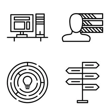 Set Of Project Management Icons On Decision Making, Personality And Creativit Stock Illustration