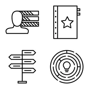 Set Of Project Management Icons On Decision Making, Personality And Creativit Stock Illustration