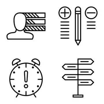 Set Of Project Management Icons On Decision Making, Personality And Best Solu Stock Illustration