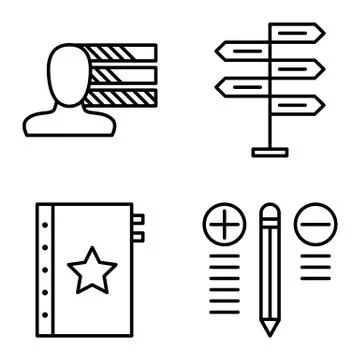 Set Of Project Management Icons On Decision Making, Personality And Best Solu Stock Illustration