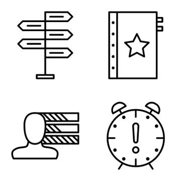 Set Of Project Management Icons On Decision Making, Personality And Deadline. Stock Illustration