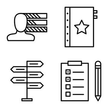 Set Of Project Management Icons On Decision Making, Personality And Task List Stock Illustration