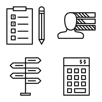 Set Of Project Management Icons On Decision Making, Personality And Task List Stock Illustration