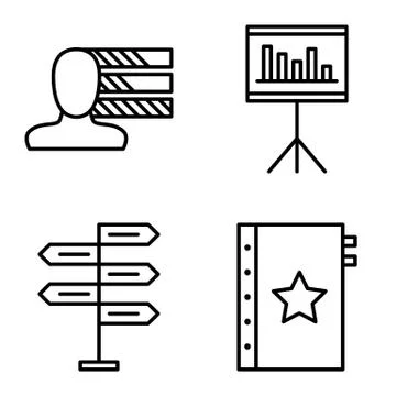 Set Of Project Management Icons On Decision Making, Personality And Quality M Stock Illustration
