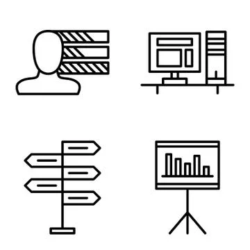 Set Of Project Management Icons On Decision Making, Personality And Statistic Stock Illustration