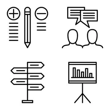 Set Of Project Management Icons On Decision Making, Idea Brainstorming And Be Stock Illustration