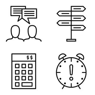 Set Of Project Management Icons On Decision Making, Idea Brainstorming And De Stock Illustration
