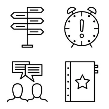 Set Of Project Management Icons On Decision Making, Idea Brainstorming And De Stock Illustration
