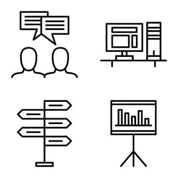 Set Of Project Management Icons On Decision Making, Idea Brainstorming And St Stock Illustration