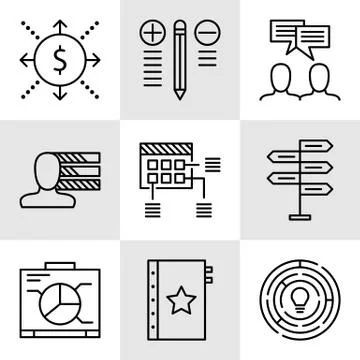 Set Of Project Management Icons On Decision Making, Personality And Team Meet Stock Illustration