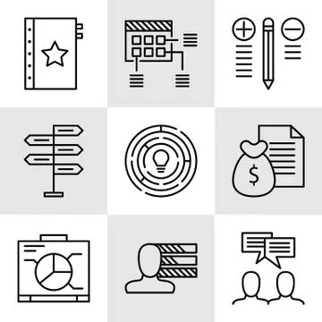 Set Of Project Management Icons On Decision Making, Personality And Team Meet Stock Illustration