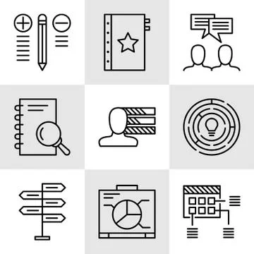 Set Of Project Management Icons On Decision Making, Personality And Team Meet Stock Illustration
