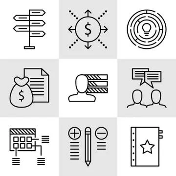 Set Of Project Management Icons On Decision Making, Personality And Team Meet Stock Illustration