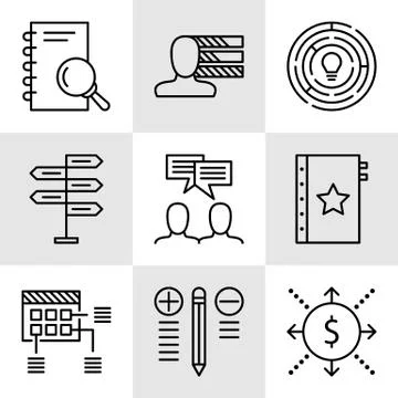 Set Of Project Management Icons On Decision Making, Personality And Team Meet Stock Illustration
