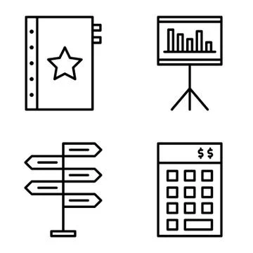 Set Of Project Management Icons On Decision Making, Investment And Quality Ma Stock Illustration