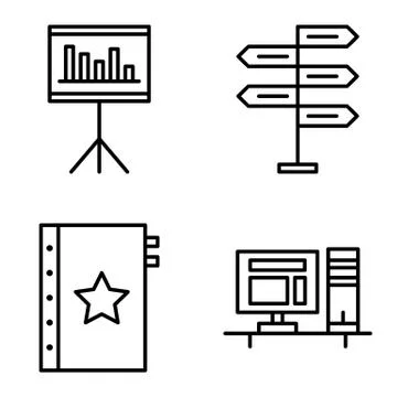 Set Of Project Management Icons On Decision Making, Quality Management And St Stock Illustration