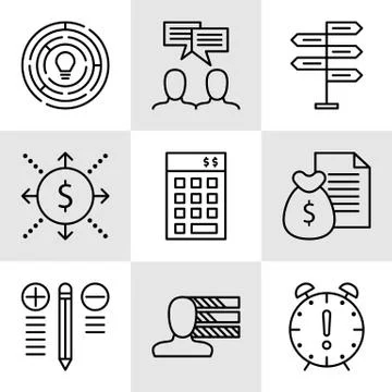 Set Of Project Management Icons On Decision Making, Personality And Team Meet Stock Illustration