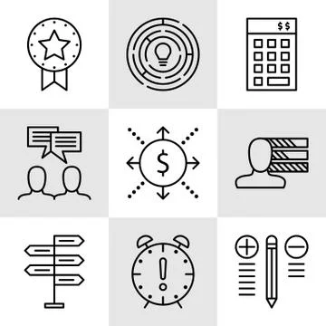 Set Of Project Management Icons On Decision Making, Personality And Team Meet Stock Illustration