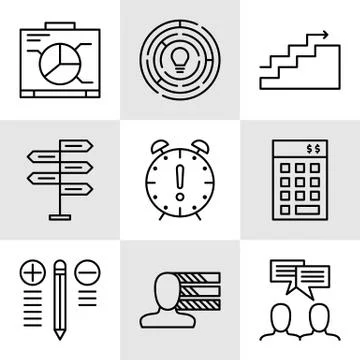 Set Of Project Management Icons On Decision Making, Personality And Team Meet Stock Illustration