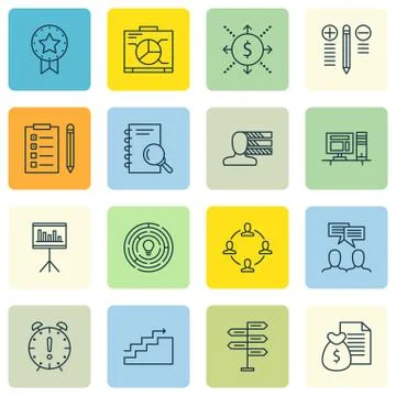 Set Of Project Management Icons On Decision Making, Best Solution, Money Reve Stock Illustration