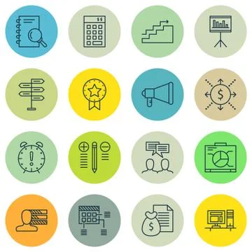 Set Of Project Management Icons On Decision Making, Personality, Investment A Stock Illustration