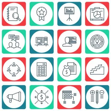 Set Of Project Management Icons On Decision Making, Collaboration And Growth  Stock Illustration