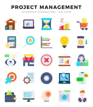 Set of Project Management icons in Flat style. High quality Flat Icons symb.. Stock-Illustration
