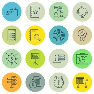 Set Of Project Management Icons On Graph, Decision Making, Money Revenue And  Stock Illustration