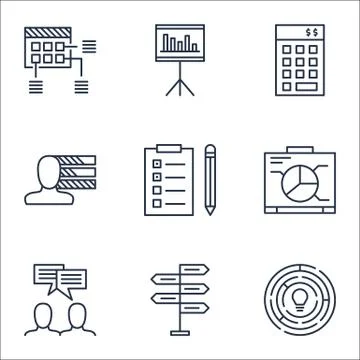 Set Of Project Management Icons On Opportunity, Innovation And Schedule Topic Stock Illustration