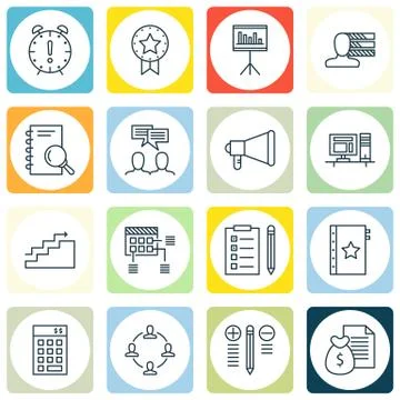 Set Of Project Management Icons On Planning, Investment, Statistics And More. Stock Illustration