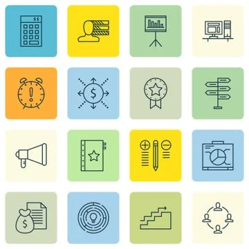 Set Of Project Management Icons On Presentation, Money And Growth Topics. Edi Stock Illustration