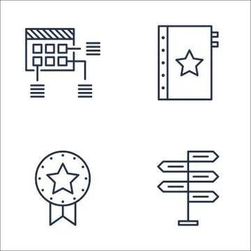 Set Of Project Management Icons On Quality Management, Award, Planning And Mo Stock Illustration