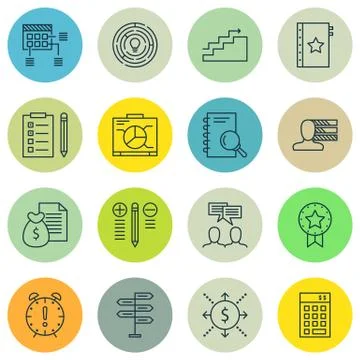 Set Of Project Management Icons On Quality Management, Best Solution, Graph A Stock Illustration